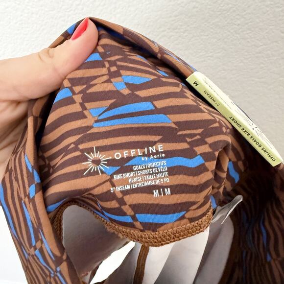 [Aerie] Offline Brown Goals Crochet Inset Geometric Bike Shorts NWT Sz Medium M - Picture 11 of 12